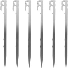 6pcs Heavy Duty Stainless Steel Tent Stakes with Curved Hook for Camping Beach and Garden
