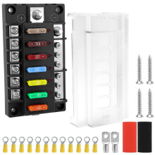 6 Way Waterproof Marine Fuse Box with LED Indicator, Circuit Fuse Holder Fuse Block W/Negative Bus for Car Truck Boat RV