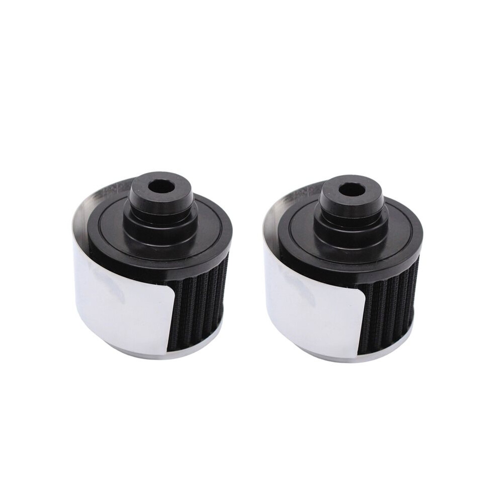 2Pcs 9516Blk +Chrome Washable Valve Cover Breather With Hood Push-In Styl Filter Elements For 1 1/4" Holes Black 6031974526603