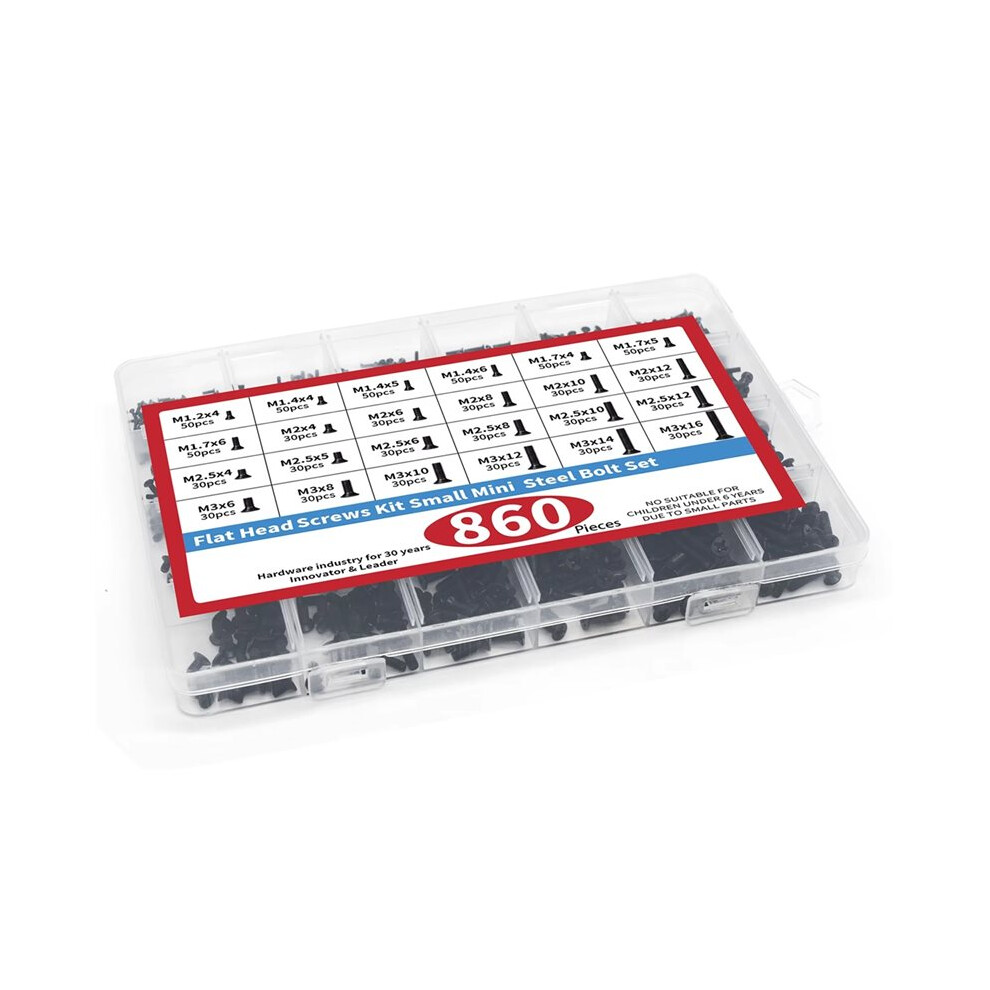 860 Pcs Small Computer Screws Assortment Kit Black Tiny Eyeglass Screws M1.2 M1.4 M1.7 M2 M2.5 M3, Pc & Laptop Ssd Hard 4714124289529