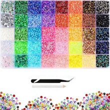 40000 Stück, 40 Farben, Kunstharz-Strasssteine, Mehrfarbiges Set, Flache Strasssteine für Bastelarbeiten, Buchbasteln, Stoffdekoration, Nagelkunst