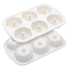 Grote Geribbelde Buisvorm met Metalen Verstevigd Frame, Siliconen Antiaanbak Cakevormen (2 Stuks) voor Chocoflan, Maïsbrood en Brownies