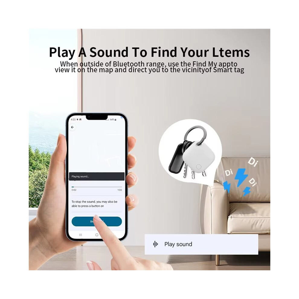 Recharageable Tracker Key Finder Pet Locator Work With Android Find My Tag For Phones White 6033105688778
