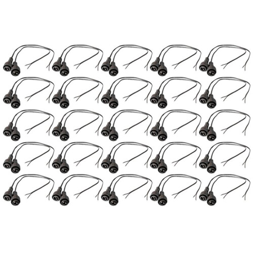 50pc 2Pin LED Connector with 25cm Wire for Solar String Lights, IP65 Waterproof, 220V
