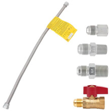22" Flexible Gasleitung Aus Edelstahl, 1/2"-Bördelanschluss, mit Messing-Kugelhahn und Kupplung, für Wandheizung und Kamin