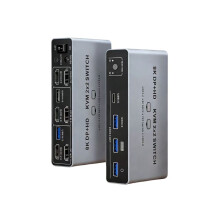 8K DP+-Compatible KVM 2x2 Dual-Screen 2-in-2-Out Switcher for Laptop/PC Share Monitor Keyboard Mouse EU Plug