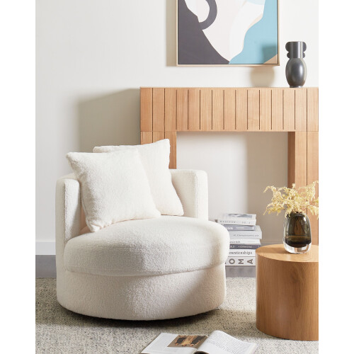 Beliani Swivel Armchair DALBY Boucle White 1