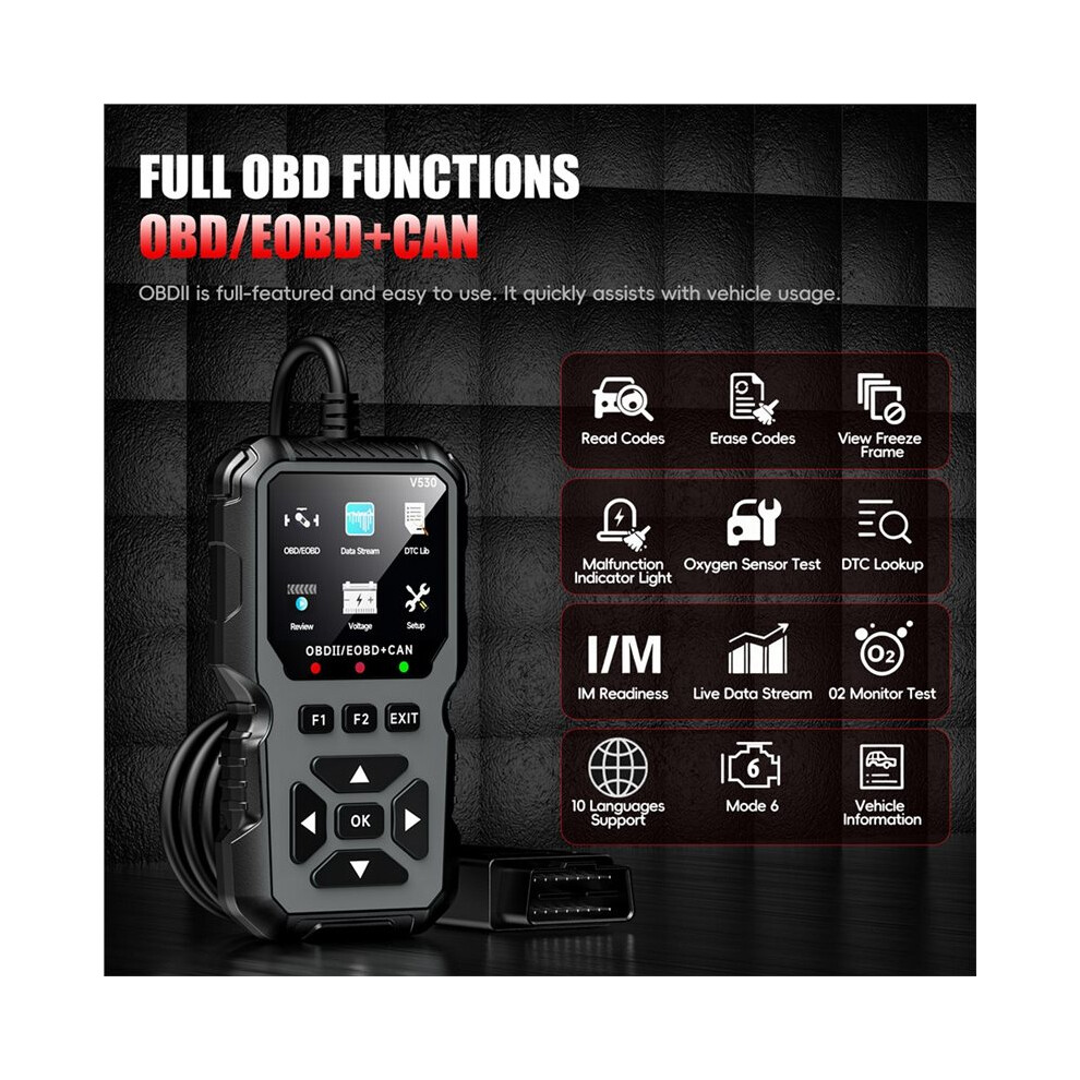 Obd2 Automotive Diagnostic Scanner Engine Fault Code Reading/Clearing, Eobd+Scan Car Detection Diagnostic Tool 6031243060418