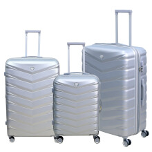 Travel Suitcase 3Pcs Denver Silver Expandable Luggage Trolley 8-Wheel Hard ABS