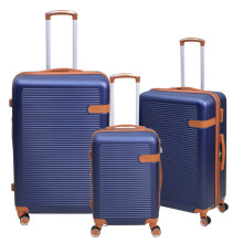 Travel Suitcase Set of 3 Vienna Blue Expandable Luggage Trolley 360 8-Wheels ABS