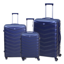 Travel Suitcase Set of 3 Denver Blue Expandable Luggage Trolley 8-Wheel Hard ABS