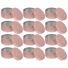 12Pcs Pink Round Candle Jars Aluminum Travel and Storage Containers