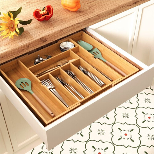 Multi-Grid Kitchen Tableware Pull-Out Retractable DrawerKnife and Fork Storage Box Household Bedside Tools Sorting Box S 2