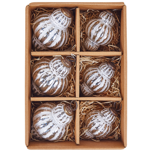 Beliani Set of 6 Baubles CREMEUX Glass Silver 1