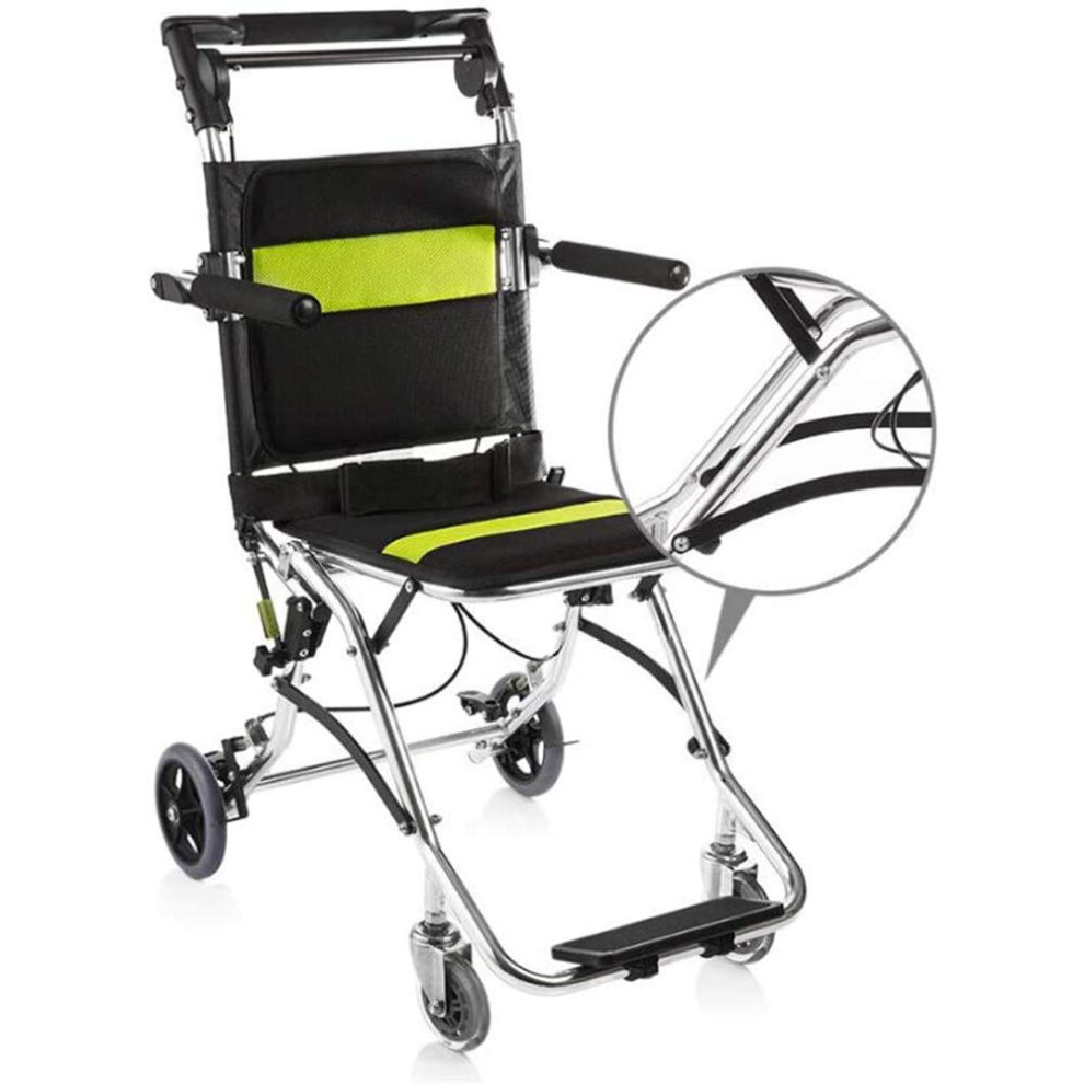 Light Weight Transport Wheelchair Folding For Adults, Ultra Aluminum Frame With Handbrake And Safety Lock