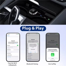 2in1 Wireless CarPlay and Android Auto Adapter 5GHz WiFi,Type-C/USB Plug and Box for Car Dongle