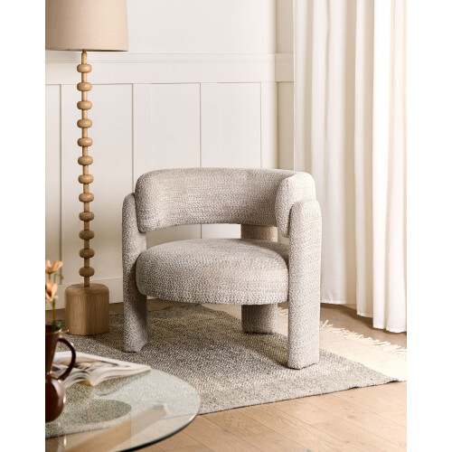 Beliani Armchair BUREA Chenille Light Beige 1