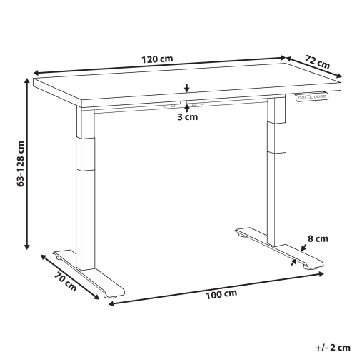 Beliani Electric Adjustable Standing Desk DESTINES 120 cm 72 cm Light Brown/ White 2