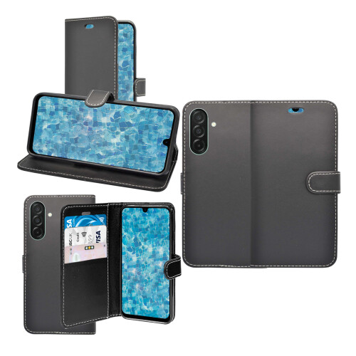 (Black) For Samsung Galaxy A37 Wallet Flip Pouch Case