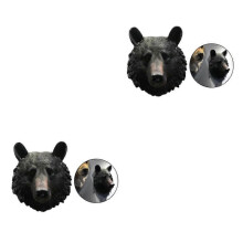 (Bear Large 2PCS) 1/2/3 Animal Head Wall Sculpture Ornament Resin Statue Hanging Art