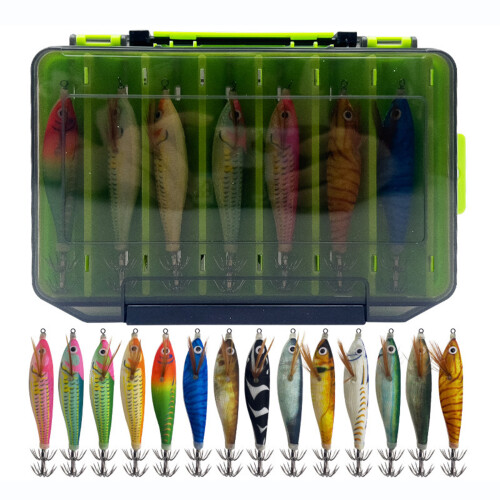 14 Stück Angelköder, Tintenfisch-Jigs, Haken, harte Angelköder,