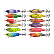 12PCS Realistic Plastic Squid Fishing Lures With Hook Glowing