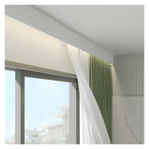 Aluminum Curtain Pelmet Box 2.2m Light Blocking Adjustable Cornice Board for Clean Window Appearance 1