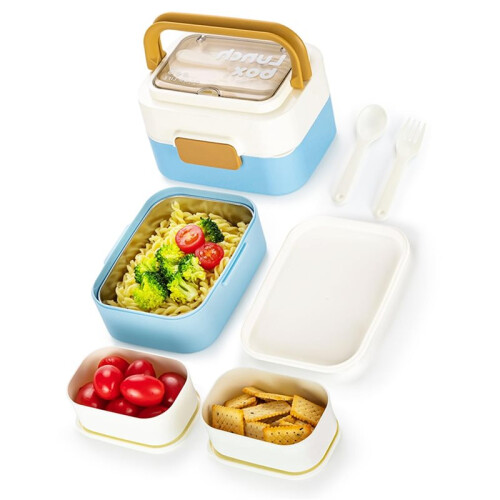 Home Stainless Steel Bento Lunch Box, Stackable, Portable with Utensils 1