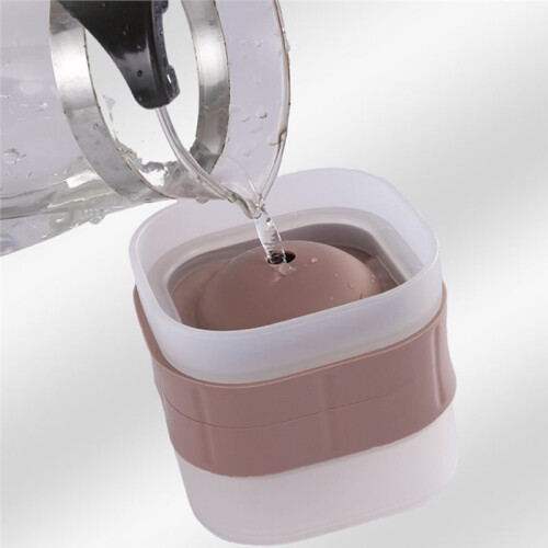 Silicone Ice  Maker for Whiskey & Cocktails,Large Round Ice Mold with Stackable Lid 2