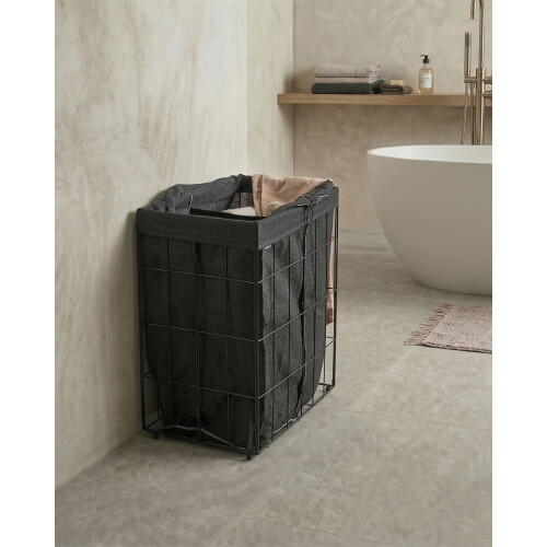 Beliani Laundry Basket CULPINA Metal Black 100 L 1