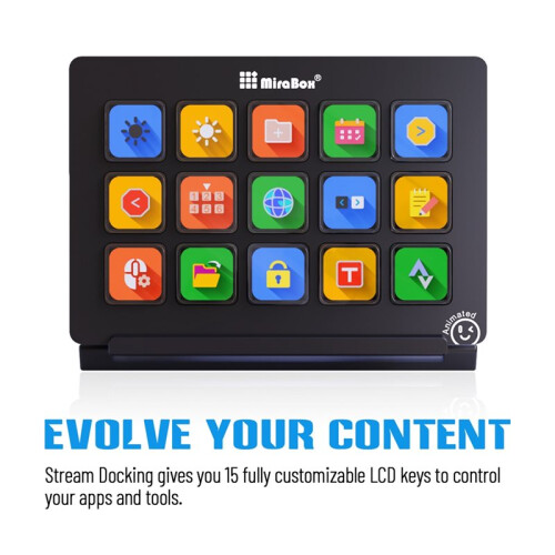 Mirabox HSV293 V3 Flow Deck Visual  Keyboard Custom Buttons 15-Key LCD Button Screen Live Streaming Console 1
