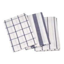 3Piece High Quality White Plaid Striped Tea Towel Kitchen Towel Napkin Table Cloth Cotton Woven Fabric