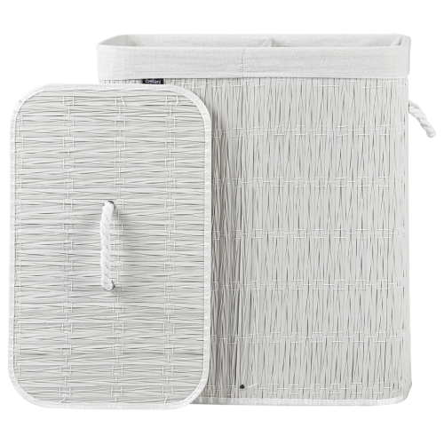 Beliani Laundry Basket with Lid ARRAIAS Fabric White 100 L 2