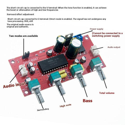 Placa Amplificadora de Áudio + Módulo Pré-Amplificador com Driver BA3880BBE com Ajuste de Tom e Suporte A Som Surround com BBE 1