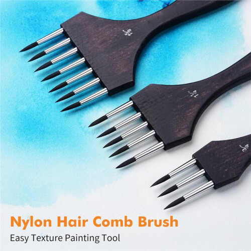 Multi- Round Comb Brush Set - 3Pcs Professional Synthetic Brushes, Designed for Textures and Special Effects 1