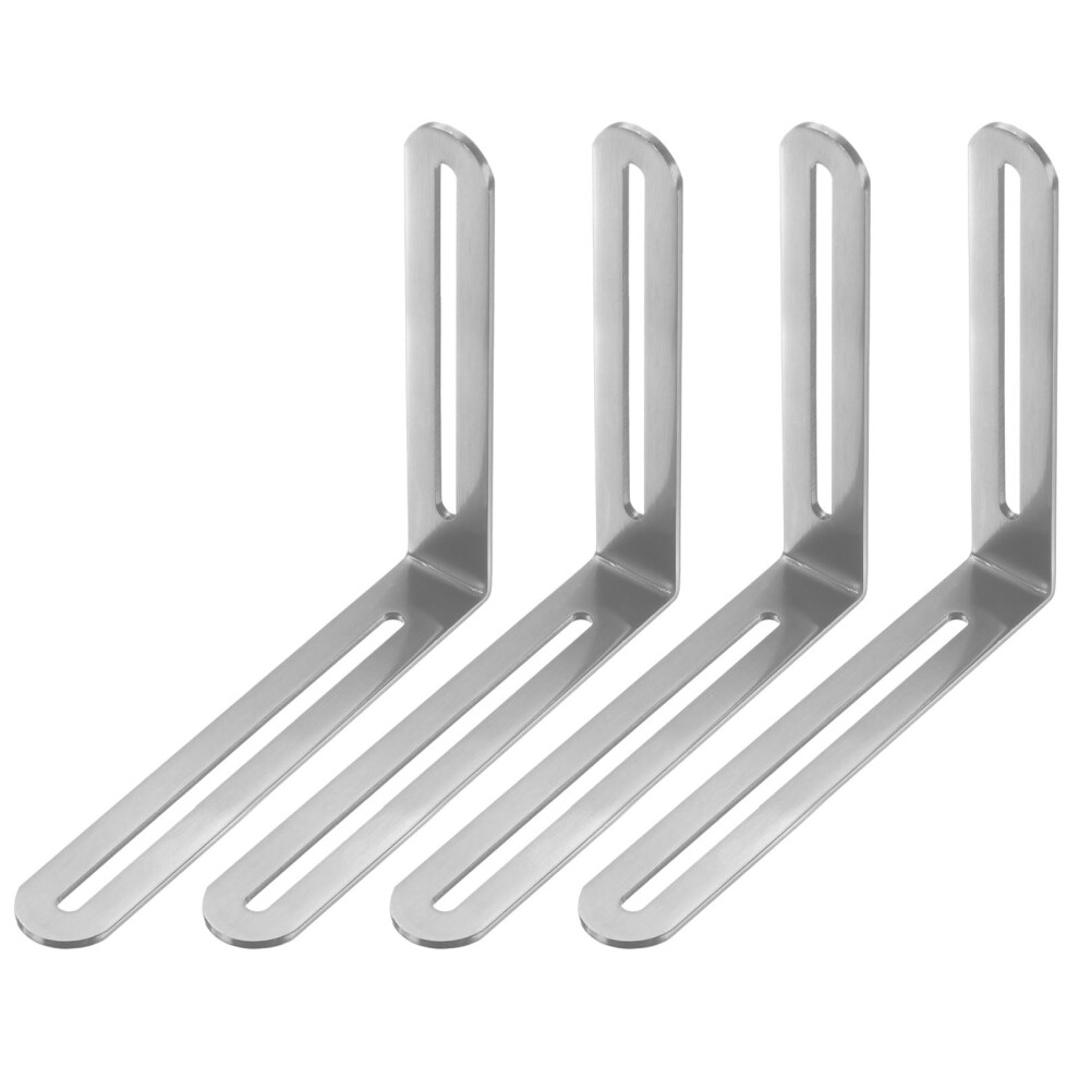4Pack Adjustable Stainless Steel Corner Braces, Heavy Duty Right Angle Brackets For Shelves And Furniture, Silver Tone 9351714440929