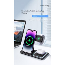 Foldable Wireless Charging Stand/Plate, Charging Station Base, Suitable for Charging Mobile Phones and Watches.