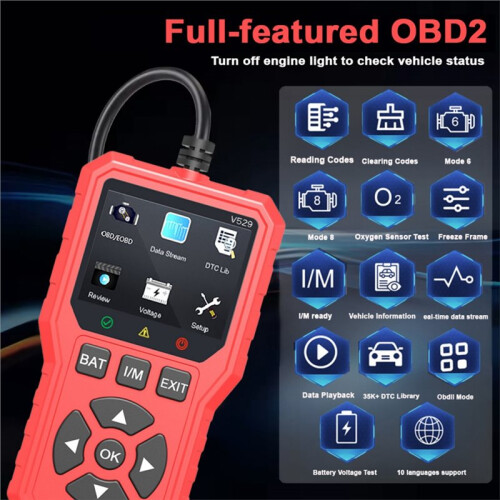 FOXSUR Automotive OBD2 Scanning Diagnostic Tool Engine Fault Code Reading/Clearing, EOBD+Scan Car Diagnostic Tool 2