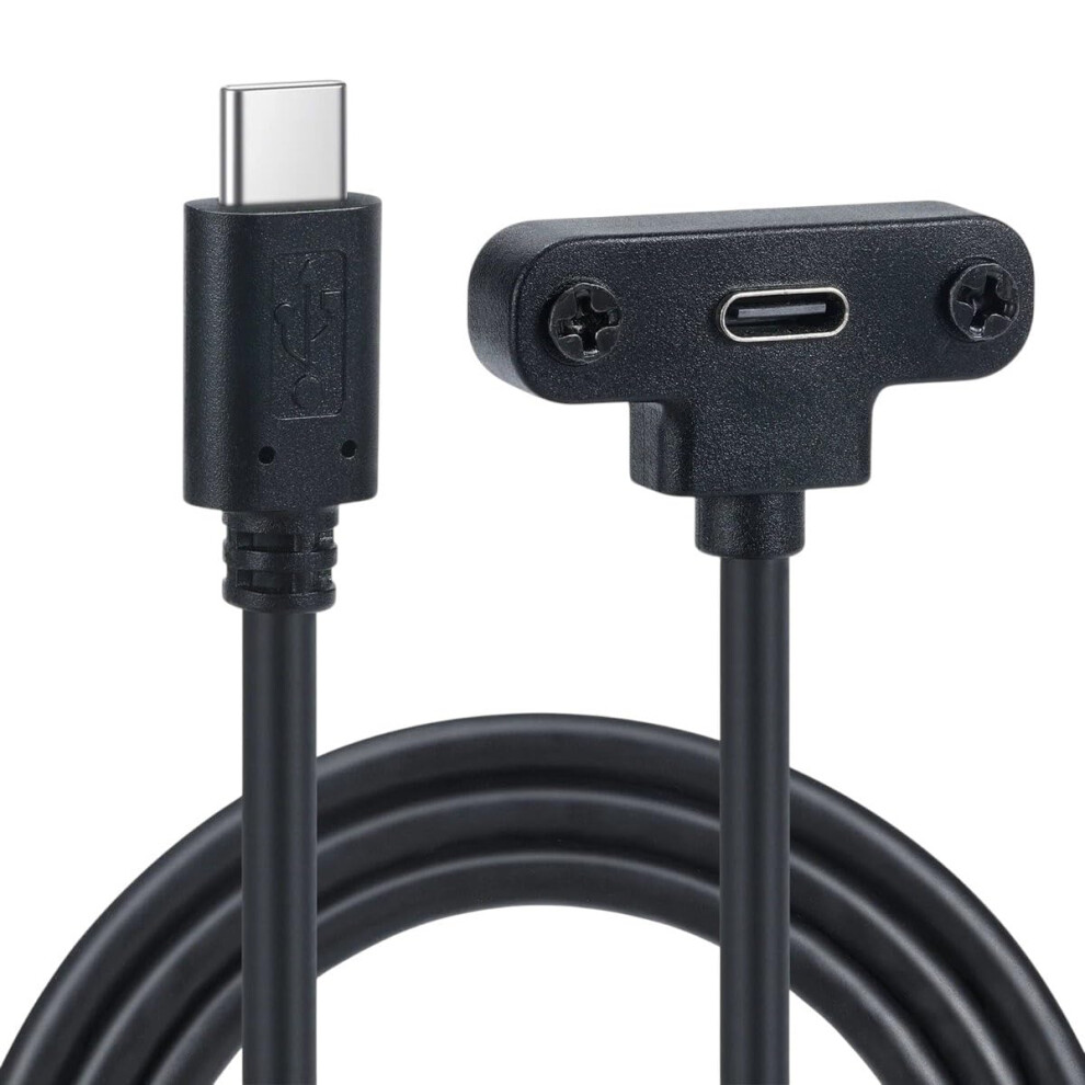 Usb C Male To Female Panel Mount Extension Cable 90 Degree Right Angle Usb 2.0, 30Cm 0.3M 1Ft 9330225290360