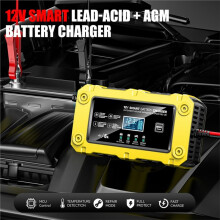 Chargeur Batterie Voiture 12 V 6 A avec Écran Tactile Réparation par Impulsions Charge Rapide Compatible avec Batteries au Plomb-Acide Humides ou
