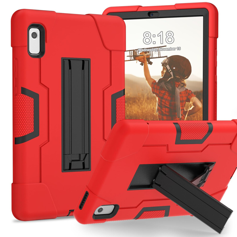 Shockproof Silicone Heavyduty Case With Kickstand + For Lenovo Tab M9 9 Inch Tb310fu 2023 Red/Black 9330225290278