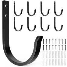 Heavy Duty Wall Hooks 8 Pack, Matte Black Rustproof Metal Coat Hooks 22LB Load Capacity for Bathroom Kitchen and Outdoor Use