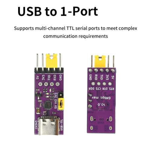 USB to TTL Serial Port USB Type-C Interface Communication Conversion Module 6Mbps High-Speed CH344 CH348 Chip 2