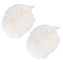 2Pcs Pe Mesh Shower Ball Bath Scrubber with Hanging Rope Beige