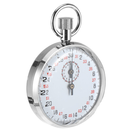 Silver Teaching Aid Mechanical Stopwatch Durable Metal Stopwatch