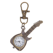 Vintage Coffee Guitar Pocket Watch Quartz Movement Unisex Pendant