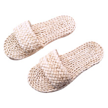 1Pair White Fashion Linen Slippers Japanese Retro Anti-Slip for Women