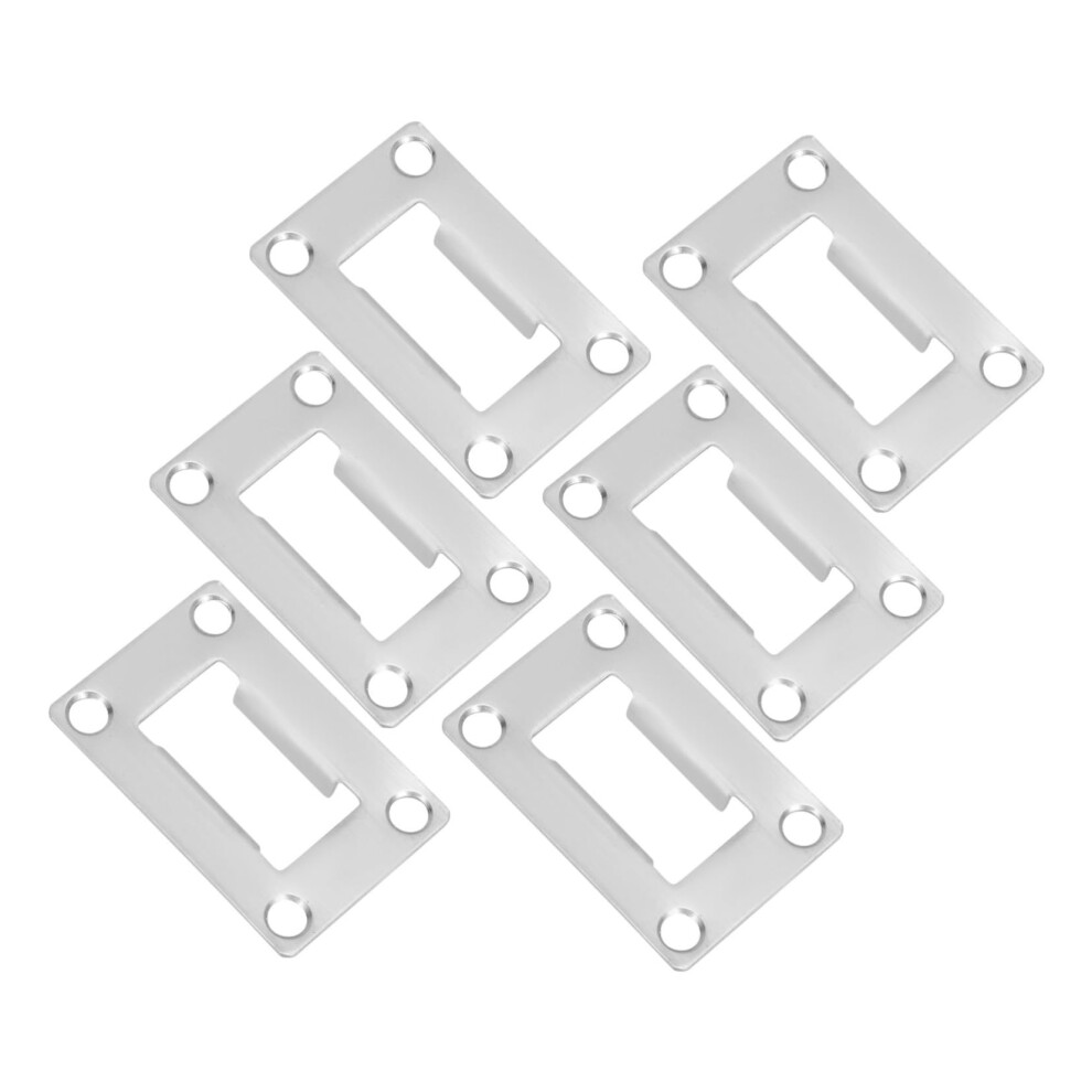 6Pcs Stainless Steel Deadbolt Door Strike Plate Kit For Door Security Reinforcement, Silver Adjustable Lock Plate 9771547818267