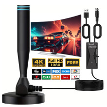 Indoor HDTV Antenna Long Range for Smart TV Local Channels 4K 1080p UHF VHF Magnetic Base