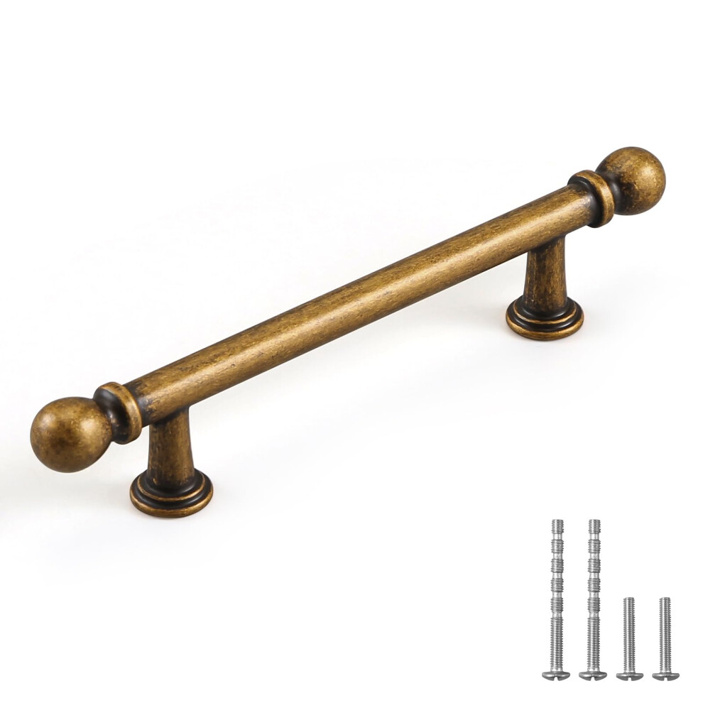 Antique Brass Cabinet Pulls 10 Pack 96Mm Kitchen Drawer Handles Vintage Style Zinc Alloy Finish 9351714440998